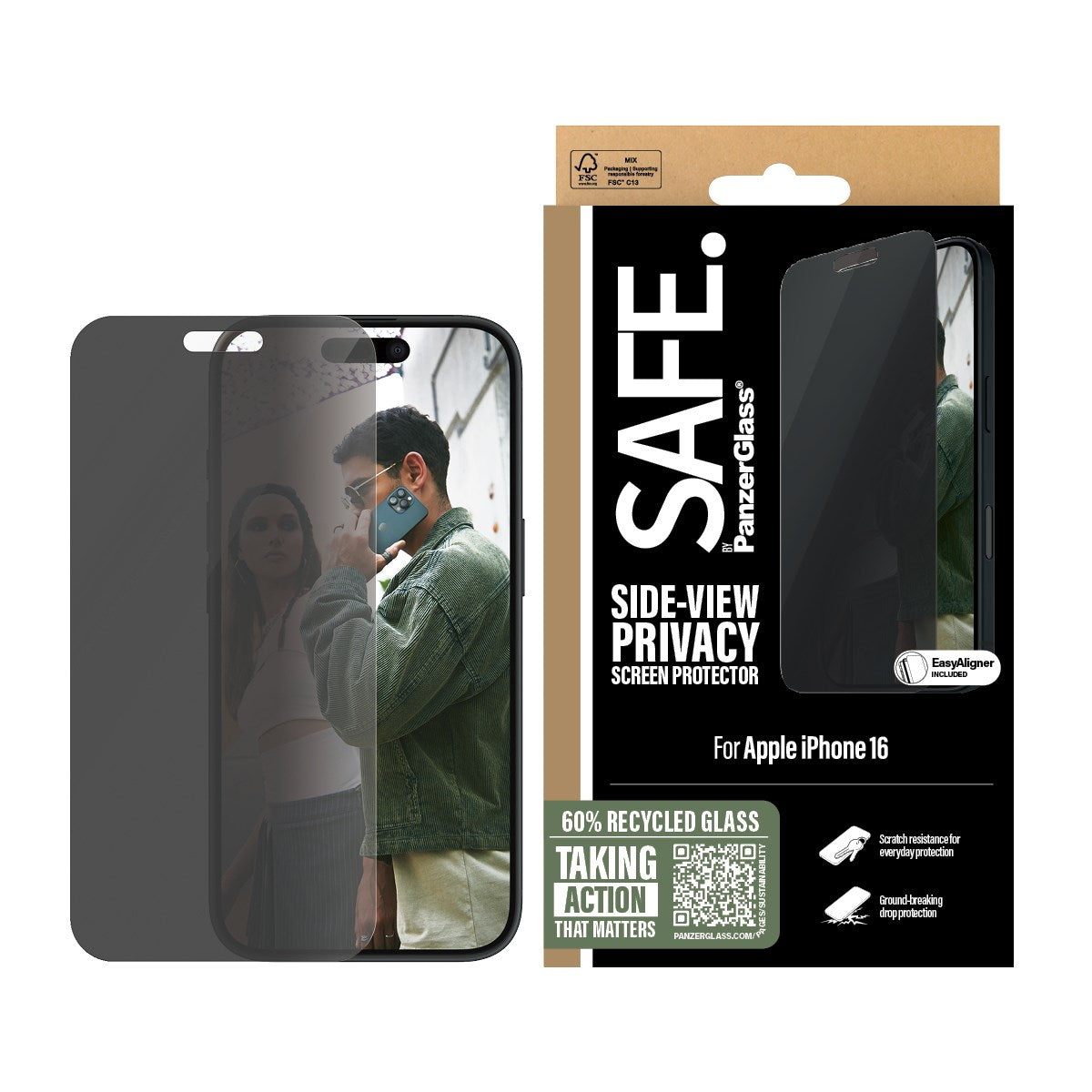 SAFE. by PanzerGlass® Privacy Screen Protector iPhone 16 | 15 | Ultra-Wide Fit